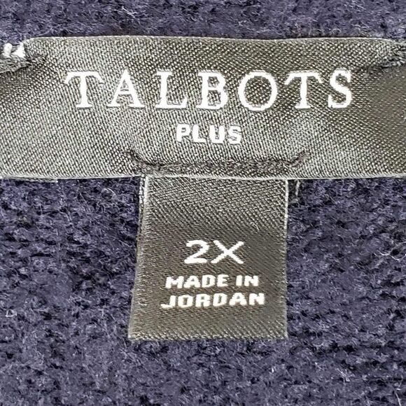 Talbots Cardigan Sweater Womens Plus Size 2X Blue Color Block Button Knit - Picture 7 of 9